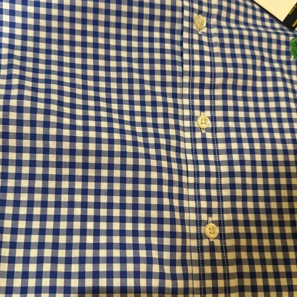 Ralph Lauren boys long sleeved button down shirt blue/white gingham L (14-16)
